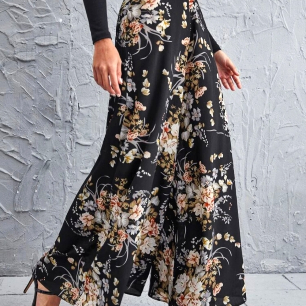 Shein High Waist Wide Leg Floral Pants-M